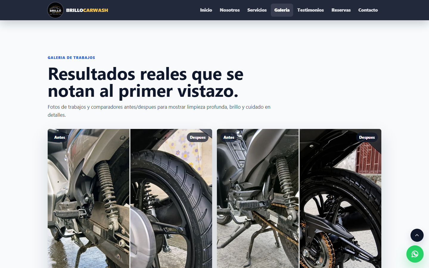 Galería de trabajos con fotos de antes y después